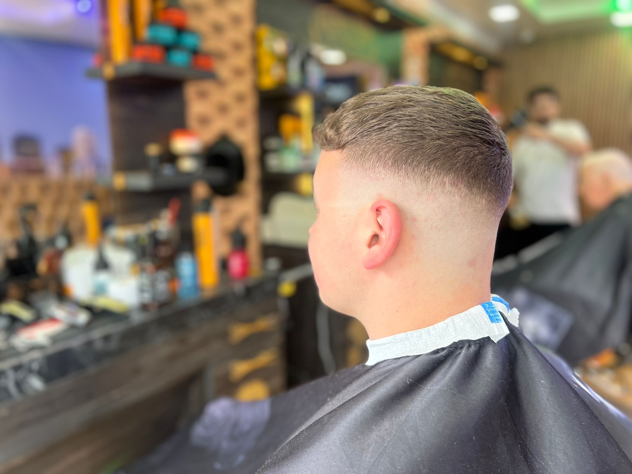 A freshly finished short haircut at Otley barber